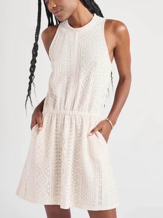 Dex Dresses & Skirts - Dex Cream Lace-Pattern Sleeveless Mini Dress